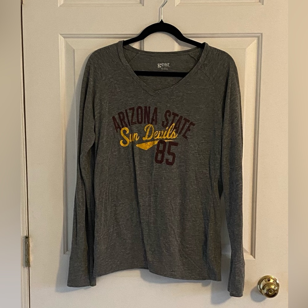 ASU Sun Devil college long sleeve ladies v neck t shirt